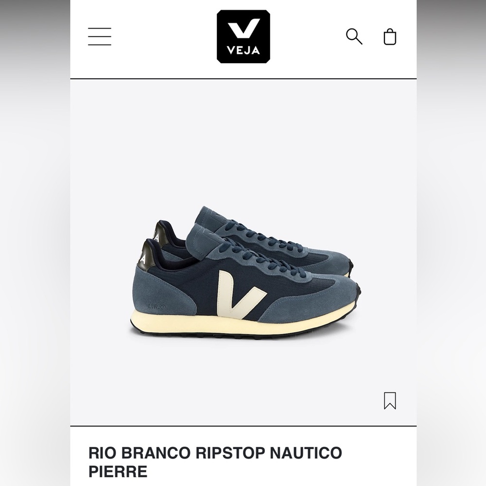 Veja Blue and Cream Sneakers - Picture 2 of 7